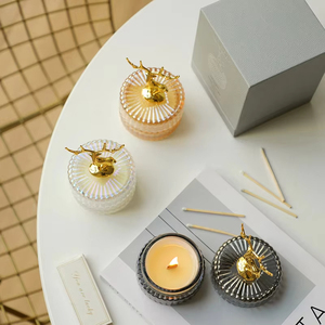 Conception populaire Niche Petit bois de cerf Verre Chambre Arôme durable Bougies parfumées de Noël sans fumée - Product Image 3