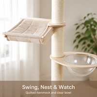 Arbre à chat en bois à 5 niveaux avec capsule spatiale transparente, lit pour chat, griffoir en sisal, arbre à chat vertical haut
