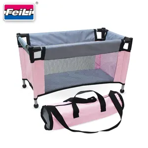 Dollri Starri Baby Doll Pack n Play Crib For Girls Foldable Doll Playpen Toy for 18" Dolls with Storage Bag Toy Furniture