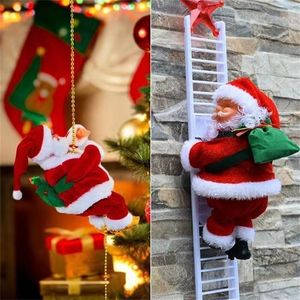 Electric Santa Claus Climbing Ladder And Rope Christmas Toy Animated Plush <b>Doll</b> For Living Room Decor 7in Above - Product Image 1