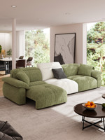 Luxuriöses Ecksofa-Set aus Chenille-Stoff mit Tiefen Kissen und Breiter Sitzfläche für Moderne Apartments und Hotels