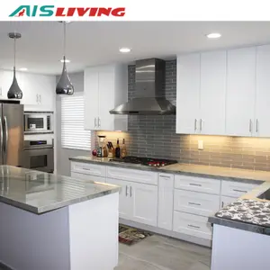 Ais现代美式奢华设计定制rta厨房家居家具套装白色摇床漆橱柜