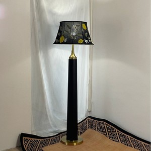 French Style Vintage Floor Lamp Black Gold Base Lemon Blossom Shade LED Light Home Decor Living Room Bedroom Standing Lamp - Product Image 1