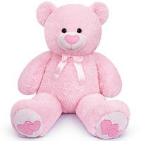Ours en Peluche Personnalisable ODM Géant Rose Cœur Empreinte Super Doux Grand Animal en Peluche Designer Maille Saint-Valentin