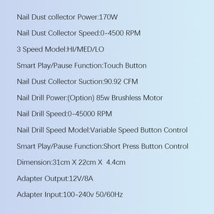 Colector de polvo de uñas 2 en 1 con taladro de uñas sin escobillas, aspiradora profesional de polvo de uñas doble Turbo para salón - Product Image 6