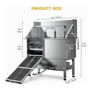 Özel Köpek Yıkama İstasyonu 50 inç Paslanmaz Çelik Köpek Bakım Küveti Büyük Küçük Köpekler İçin - Sessiz Kalınlaştırılmış Tasarım - Product Image 3