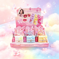 Gloss à lèvres 2-en-1 avec breloque de sac, design porte-clés mignon, hydratant, effet brillant verre, boîte de présentation de 12 pièces, vente en gros