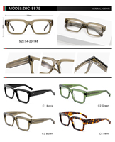 Montures optiques modernes en acétate transparent, montures de lunettes rectangulaires audacieuses, montures épaisses, lunettes de luxe faites à la main
