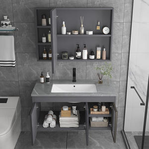 Mueble de baño moderno de pared con lavabo individual, almacenamiento integrado y espejo inteligente. - Product Image 4
