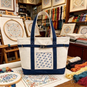 Bolso tote de lona personalizado con hebilla dorada, para proyectos de bordado, costura, punto de cruz y punto de aguja, con kit de autoacabado - Product Image 5