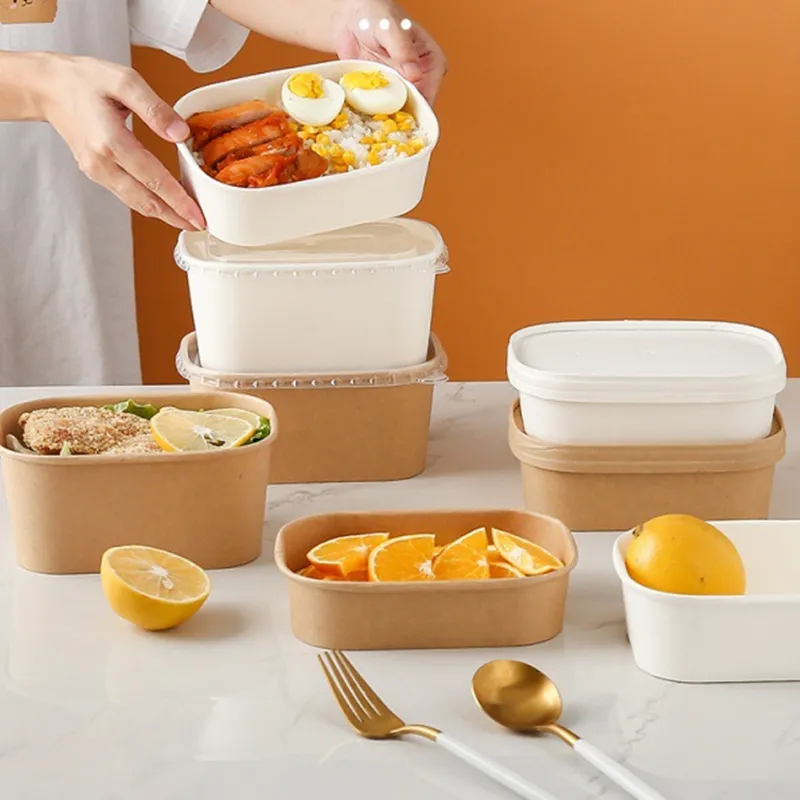 Wholesale Biodegradable Compostable Take Out Salad Box Take Away Paper Food Container with Lid