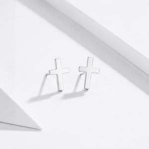 Pendientes de Cruz de Acero Inoxidable con Baño de Oro de 14K, Diseño Minimalista Rectangular de 5 × 8 mm - Product Image 1