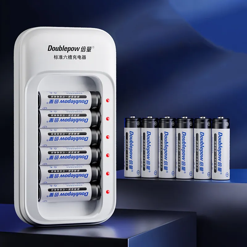 China Supplier 6 Slots LED Intelligent Rapid AA AAA Battery Charger for 1.2V Ni-MH/Ni-CD Rechargeable Battery