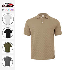 Polo <span class=keywords><strong>pour</strong></span> <span class=keywords><strong>homme</strong></span> de style américain, <span class=keywords><strong>en</strong></span> jacquard lourd, design simple, décontracté, business, golf, tricot ample à manches courtes - Product Image 1