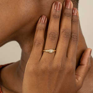 خاتم العين الشريرة للنساء، مطلي بالذهب على النحاس - Product Image 3