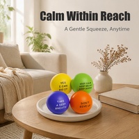 Balles anti-stress motivantes, lot de 4, avec citations inspirantes, en mousse souple à presser, YES I CAN DO IT, pour calmer le bureau