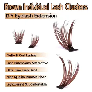 200 clusters 40p brown eyelash , 8-16mm, natural brown makeup DIY eyelash <b>extensions</b>, suitable for daily gatherings - Product Image 6