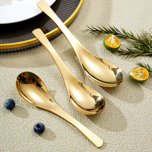 <span class=keywords><strong>Cuillère</strong></span> à soupe chinoise <span class=keywords><strong>en</strong></span> <span class=keywords><strong>métal</strong></span> SUS304, grand design, finition miroir or et argent, écologique, durable, pour fêtes, restaurants et usage public - Product Image 2