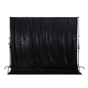 Phổ biến đám cưới bên trang trí sân khấu nền màn 3mm 2ft x 8ft Đen Thêu sequin Backdrop - Product Image 1
