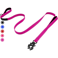Laisse d'entraînement pour chien en nylon de 6 pieds, réfléchissante, rembourrée, à double poignée, avec clip grenouille à verrouillage automatique et rubans (motif uni)