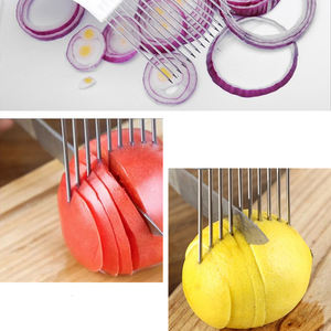 Soporte de Acero Inoxidable para Cortar Cebolla, Asistente para Rebanar Alimentos, Soporte para Rebanar Tomate y Cebolla, Tenedor para Cortar Verduras, Utensilios de Cocina - Product Image 5
