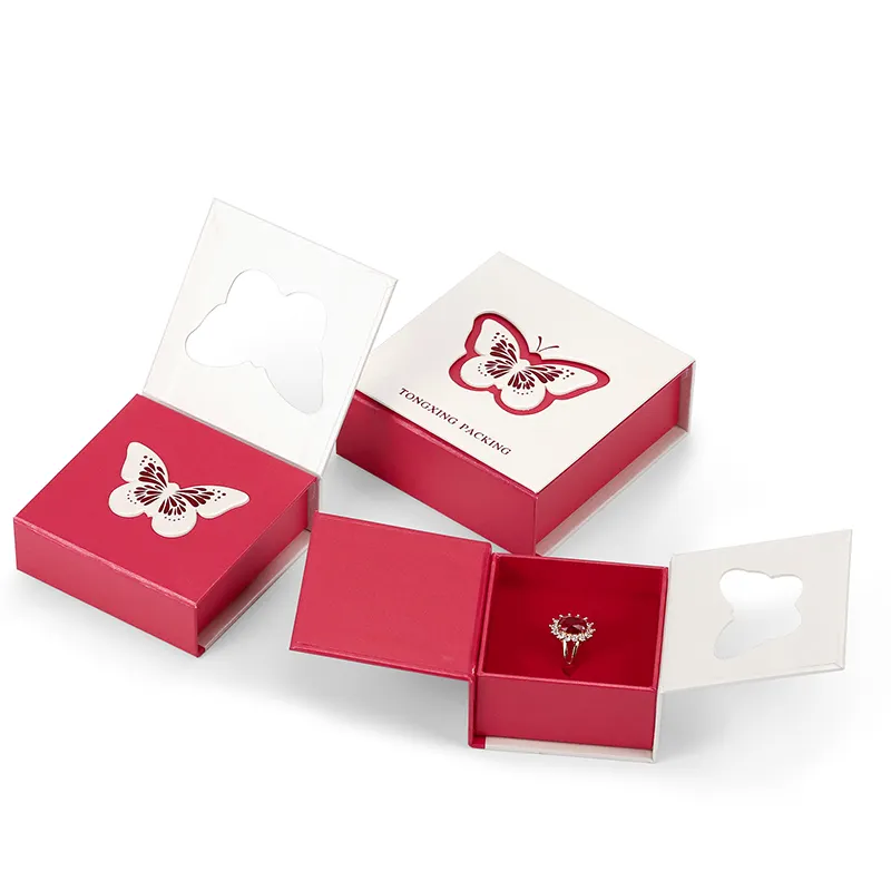 Xinxing กล่องแฟชั่นใส่ต่างหู,กล่องบรรจุภัณฑ์กล่องของขวัญเครื่องประดับกระดาษต่างหู Bijou Caixa กล่องของขวัญเครื่องประดับผีเสื้อ