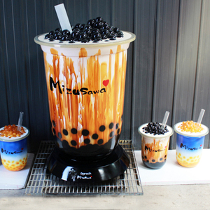 Décoration de magasin de bubble tea personnalisée, tasses à thé au lait en fibre de verre, grande sculpture de tasse à thé au lait <span class=keywords><strong>caramel</strong></span> - Product Image 1