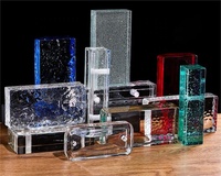 Brique de verre décorative en cristal K9 teinté coloré pour la construction de murs