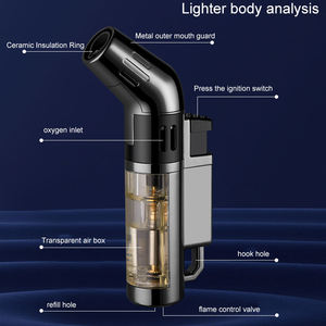 ไฟแช็คแก๊สบิวเทนสีฟ้าแบบเดี่ยวไฟแช็คแก๊สโลหะกันลมดีไซน์คลาสสิกสำหรับเป็นของขวัญทางธุรกิจ - Product Image 4