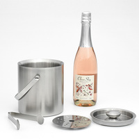 Seau à glace en acier inoxydable 201 avec poignée Refroidisseur à vin portable 2/3L Petits doubles niveaux pour idée cadeau vin et champagne avec couvercle