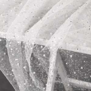 투명한 스팽글 니트 메쉬와 손으로 수놓은 진주 레이스 웨딩 튤 원단 100% 아크릴 - Product Image 5