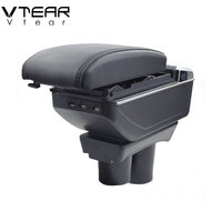 Vtear Accoudoir avant de voiture en ABS et cuir PU avec chargeur USB, porte-gobelet et boîte de rangement centrale, accessoires intérieurs pour Citroën C-Elysée 2022
