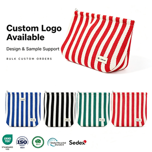 Bestpacking Factory OEM ODM Stripe Cotton Cosmetic Pouch Custom Logo Zipper <b>Makeup</b> <b>Bag</b> for <b>Travel</b> & Daily Use - Product Image 1