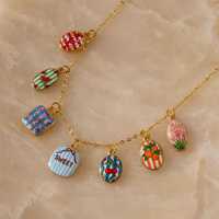YML & roestvrijstalen bedrukte hanger fruit bloemen letter gestreept patroon voor charme DIY armband ketting sieraden accessoires