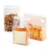 Sachet à pain en PE transparent avec soufflet plat, base pliable, fermeture à attache métallique, vision intégrale, protection contre l'humidité et la poussière, qualité alimentaire, vente en gros OEM