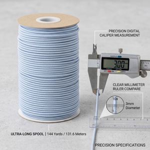 Cordon de macramé bleu tressé enduit de 3 mm, 55 pieds, élastique, extensible, robuste, pour couture de vêtements, chaussures, textile de maison, attaches pour cheveux, porte-clés, bricolage - Product Image 2