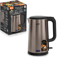 Bouilloire électrique RAF R.7326 1800W en acier inoxydable, chauffe-eau 2,5L grande capacité, arrêt automatique, base pivotante à 360° pour la maison