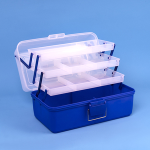 플라스틱 방수 공구함 36*20*20cm 3단 휴대용 낚시 미끼 보관함 액세서리 수납 - Product Image 1