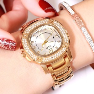 <b>Women</b> Quartz <b>Watch</b> Stainless Steel <b>Bracelet</b> Wristwatch Square Dial Rhinestone Bezel Elegant Dress Wristwear - Product Image 4