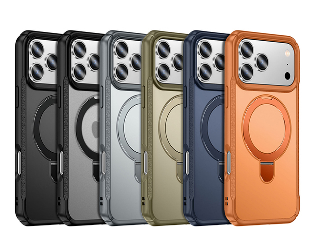 For Iphone 17 18 Case Wireless Charging Magnetic Hybrid Kickstand Phone Back Cover for Iphone 16 15 14 13 12 11 Pro Max