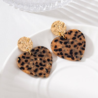 Boucles d'oreilles pendantes tendance à imprimé léopard et fleurs pour femmes, ornements d'oreille en or martelé