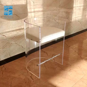 Claro acrílico redondo café silla sin almohada volver transparente silla contra taburete acrílico Silla de comedor - Product Image 2
