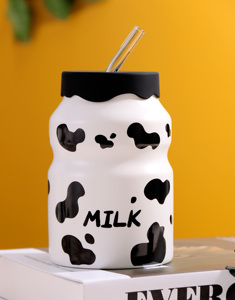 Cow Milk Hot Chocolate <b>Ceramic</b> Mugs <b>Cup</b> Cute Mugs Coffe <b>Cup</b> Custom Logo Coffee Mugs Milk Tea <b>Cup</b> With Dome Lids and Straws - Product Image 5