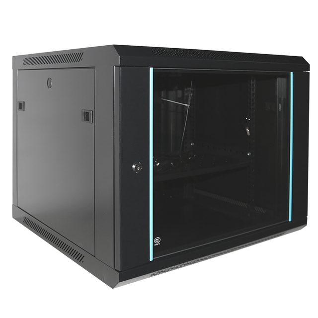 19 Inch Data Center Server Rack with Locking Tempered Glass Door 9U Wall Mount IP20 Protection Factory Custom in Stock