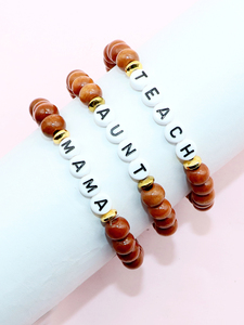 Customizable Wood Bead <strong>Bracelet</strong> with Letters for MAMA TEACH AUNT GRANDMA <strong>SISTER</strong> Gift Logo Letter <strong>Bracelet</strong> - Product Image 6