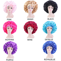 Bonnet en satin personnalisé avec logo, unisexe, extra large, bonnet de nuit réglable avec lien, bande élastique simple couche pour le sommeil et les soins capillaires