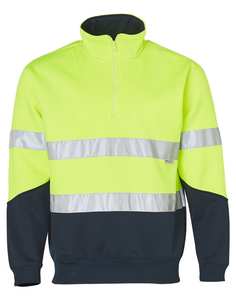 Sudadera OEM <span class=keywords><strong>de</strong></span> forro polar <span class=keywords><strong>de</strong></span> 200 g/m² con media cremallera, patrón <span class=keywords><strong>de</strong></span> aros y cintas reflectantes 3M para seguridad en el trabajo nocturno - Product Image 2
