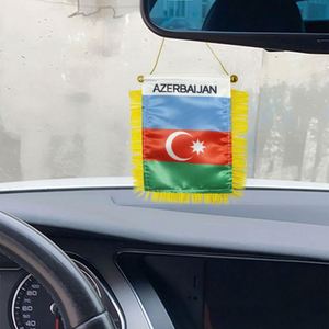 Custom AZERBAIJAN Satin Pennant Flag Car Mini Flag <b>Banner</b> with Yellow Tassels - Product Image 2