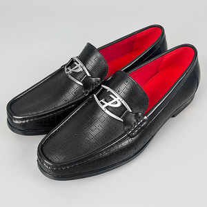 Men <b>Summer</b> Breathable Square Toe Loafers Genuine Leather Slip On Buckle <b>Decorated</b> Casual Shoes - Product Image 3