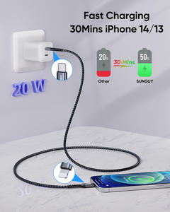 Cable de Carga Rápida Tipo-C de Nailon Trenzado SUNGUY Personalizado de Fábrica, 20W, Garantía de 3 Años, Ecológico y Duradero para Teléfonos Móviles - Product Image 5